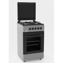 Staylux 55G40F INOX Cucina a Gas 4 Fuochi Forno a Gas 50x50 cm con Coperchio Inox 55G40F