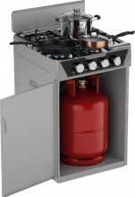 Staylux M-POKER-G Cucina a Gas 4 Fuochi Forno Gas 48x45 con Portabombola Grigio