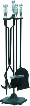 Teporus 15CB Attrezzi per Camino Set 4 pz in ferro Impugnature Cromo  Sfera
