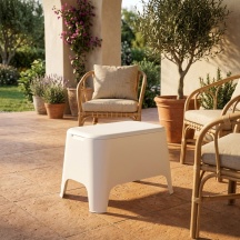 TOOMAX PM018319 Tavolo da Giardino Tavolino in Plastica 59x39x36 cm Bianco Petra