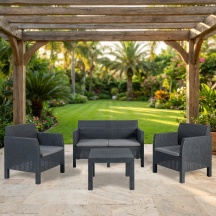 TOOMAX Z0114R5 4100 Salotto da Giardino Divano 2 Posti 2 Poltrone Tavolino Antracite Matilde