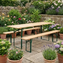 Tata Linda SET BIRRERIA PLUS Tavolo da Giardino Set Birreria Tavolo 2 Panche 220x70x76 Legno Plus