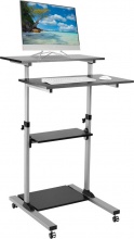 Techly ICA-TB TPM-3 Tavolino Porta PC Altezza Regolabile e Ruote 70x40x125 cm NeroArgento