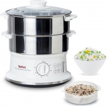 Tefal VC1451 Vaporiera Elettrica Acciaio Inox 2 Cestelli 980 watt  Ultracompact