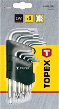Topex 35D960 Chiavi Torx 9 Pezzi in Cromo con Custodia