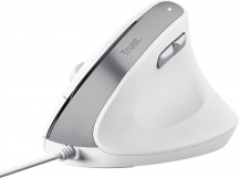 Trust 25397 Mouse Verticale Ergonomico Cablato 6 Tasti 2400 DPI Bianco BAYO II