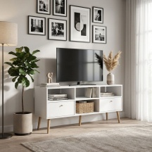 Tvilum 491224949 Mobile TV Stile Nordico 2 Cassetti 4 Vani 117x39x60 cm Bianco - Bodo