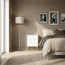 Tvilum 491234949 Comodino Camera da Letto 1 Cassetto e 1 Anta 50x39x72 Bianco