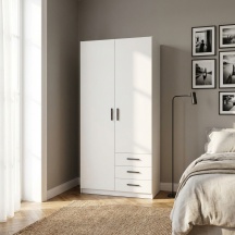 Tvilum 680844949 Armadio Guardaroba 2 ante battenti Legno 98,50x49,80x200,40 Bianco Sprint