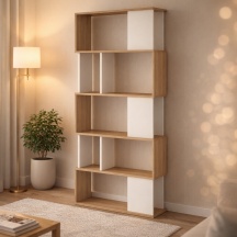 Tvilum 71735HL49 Libreria Moderna 5 Ripiani 80x29x173 cm Quercia Bianco