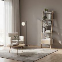Tvilum 7538549AK Libreria Nordica 4 Ripiani 1 Cassetto 55x48x180 cm Rovere Grigio Oslo