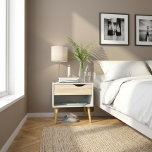 Tvilum 7539449AK Comodino 1 Cassetto e 1 Vano Giorno 50x39x49 BiancoLegno Oslo