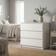 Tvilum 7623549 Cassettiera Camera da Letto 3 Cassetti 50x70x77 Bianco Naia