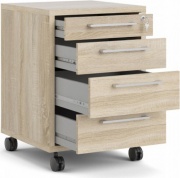 Tvilum 80419AK Cassettiera Ufficio 4 Cassetti con Chiave e Ruote 49x68x18 cm Legno Prima