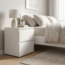 Tvilum 890914949 Comodino Camera da Letto Moderno 2 Cassetti 40x34x48 Bianco Nova
