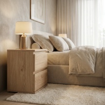 Tvilum 89091HLHL Comodino Camera da Letto Moderno 2 Cassetti 40x34x48 Rovere Nova