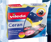 VILEDA 153104 Spugna Abrasiva Ceran in Microfibra 2 Pezzi colore Blu e Giallo