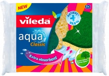 VILEDA VIL144790 Spugna Abrasivo Aqua Classic Set 2 Pezzi colore Verde e Giallo