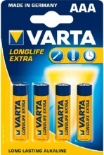 Varta 04103101414 Batterie MiniStilo AAA 1.5 Volt confezione 4 pz  LongLife Extra