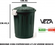 Veca VE054322 Bidone Spazzatura in Plastica 23 Litri 37x46 h cm Verde Bosco