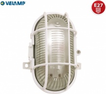 Velamp TURTLE-B Applique Ovale in Plastica e Vetro Attacco e27 60 Watt Bianco