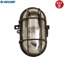Velamp TURTLE-N Applique Ovale in Plastica e Vetro Attacco e27 60 Watt Nero