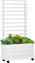 VivaGarden 00WT-845 Fioriera per Esterni in Legno 4 Ruote e Traliccio 76x30x155 cm Bianco
