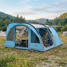 VivaGarden 0BUV596 Tenda da Campeggio a Tunnel per 2-4 Persone 565x370x200 cm Azzurro