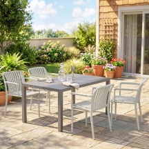 VivaGarden 0GYV547 Set 4 Sedie da Giardino Impilabili in PP 58x57.5x79.5 cm Grigio