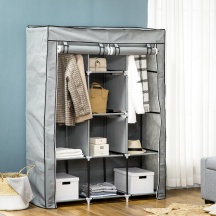 VivaGarden 0LGV237 Armadio Guardaroba in TNT 2 Aste Appendiabiti 125x43x162.5 cm Grigio