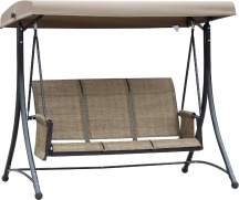 VivaGarden 110V Dondolo da Giardino 3 Posti Parasole 196x128x172 MarroneNero