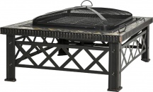 VivaGarden 170842 Braciere da Giardino con Parascintille Griglia 76x76x47cm Nero