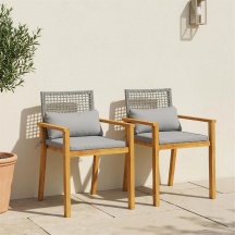 VivaGarden 1TKV517 Set 2 Sedie da Giardino in Legno di Acacia 59x55x86 cm Legno Naturale