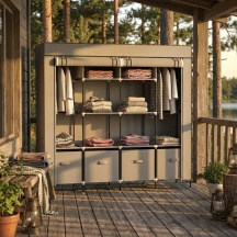 VivaGarden 340CGS378 Armadio Guardaroba in Tessuto TNT 166x42,5x169,5 cm Grigio Scuro