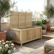VivaGarden A1560NDAO65 Cassapanca Contenitore Baule da Esterno Legno 120x55x45 cm naturale