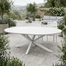 VivaGarden AT804256-BIAN Tavolo da Giardino Allungabile Alluminio 150-204x150x75 Bianco Artur