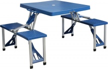 VivaGarden BC807952-BLU Set Tavolo Pieghevole Con 4 Sgabelli ABS ePP T.85,5x65x67S.30x27x40 Blu