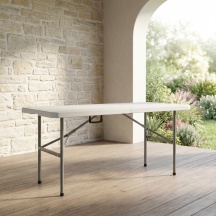 VivaGarden CT804541 Tavolo da Giardino Pieghevole MetalloPlastica 122x60x74 cm Bianco