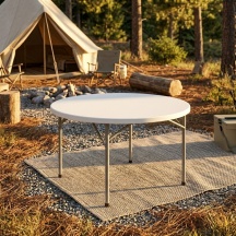 VivaGarden CT804549 Tavolo da Giardino Pieghevole Rotondo Plastica 120x74 Bianco Catering