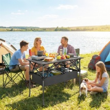 VivaGarden DA6730BK Tavolo Pieghevole da Esterno Rettangolare in Metallo 93x55x68 cm Nero