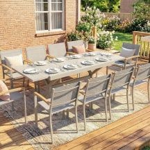 VivaGarden DA6830GY Tavolo da Giardino Allungabile Rettangolare 154-214x85x73 cm Grigio