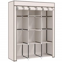 VivaGarden F2630CW Armadio Guardaroba in TNT con Asta Appendiabiti 125x43x162.5 cm Crema