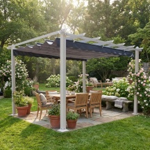 VivaGarden GA802094 Pergola da Esterno in AlluminioPoliestere 3x4 mt Tortora - Athens