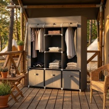 VivaGarden K5350BK Armadio Guardaroba in TNT Pieghevole Salvaspazio 125x43x162.5 cm Nero