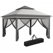 VivaGarden K649LG Gazebo da Giardino 3x3 mt AcciaioTessuto Zanzariere Grigio