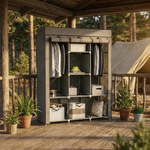 VivaGarden K658CG Armadio Guardaroba in Tessuto non Tessuto TNT 125x43x162,5 Grigio Scuro