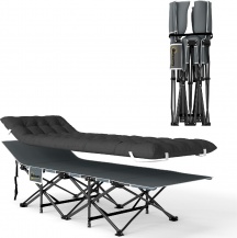 VivaGarden K660BK Lettino Prendisole Brandina da Campeggio Pieghevole 196x68x37 cm Nero