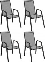 VivaGarden K8240BK Sedia per Esterni Set 4 Sedie da Giardino Metallo 54x75,5x95 cm Nero