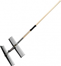 VivaGarden PF20061 Rastrello Raccoglitore Doppio Pettine in PP Manico in Legno
