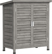VivaGarden R246GY Armadietto da Esterno  Balcone in Legno 2 Ante 87x46.5x96 cm Grigio